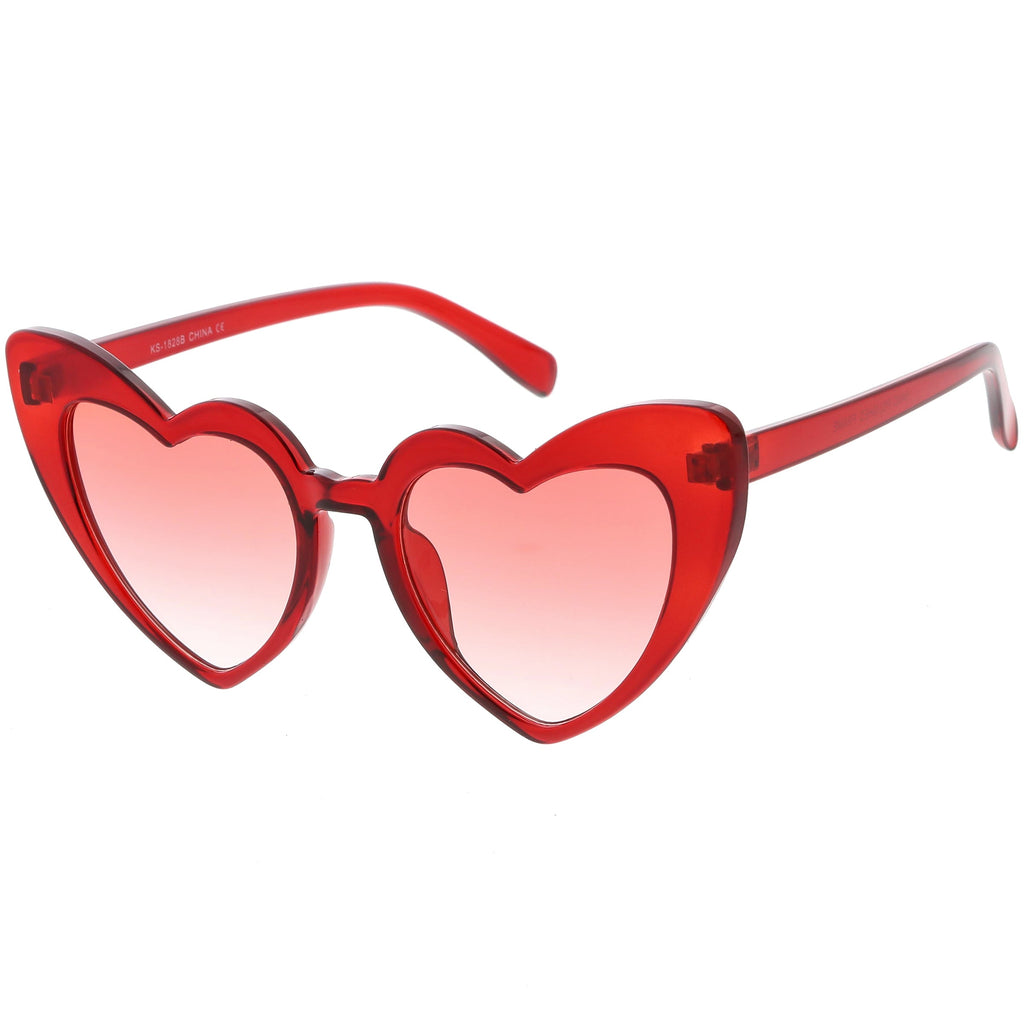 Women's Oversize Color Tone Heart Shape Cat Eye Sunglasses C576