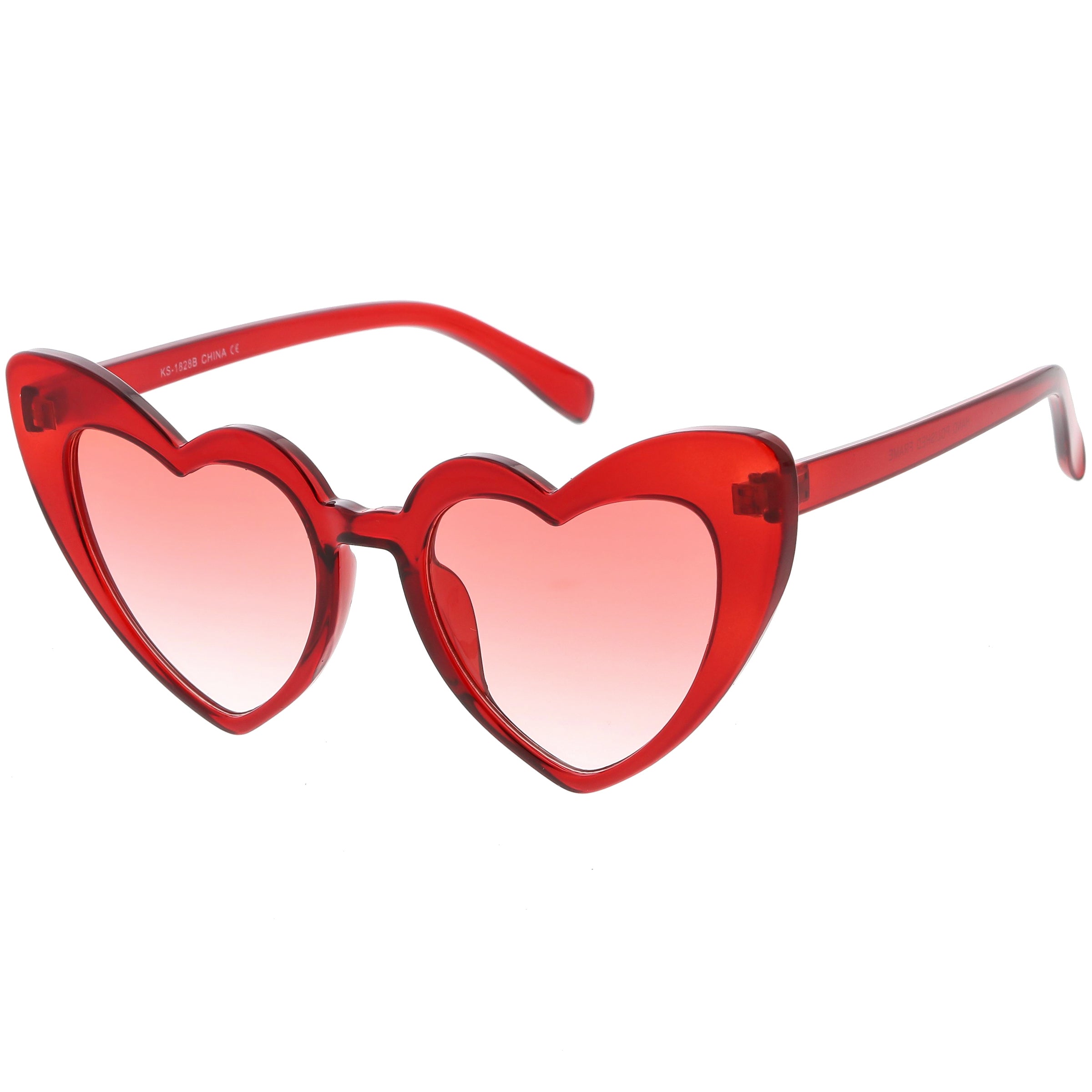 Women's Oversize Color Tone Heart Shape Cat Eye Sunglasses C576