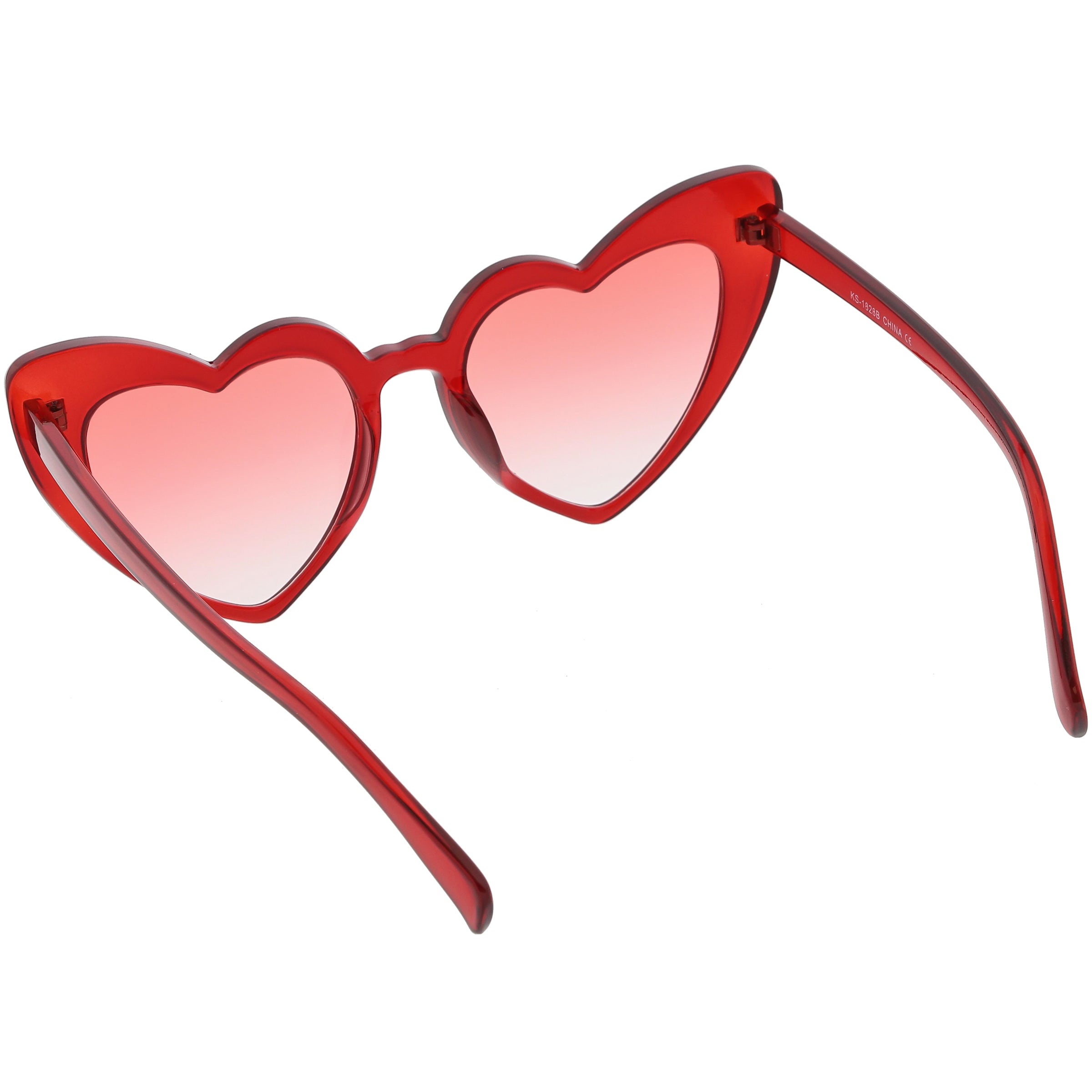 Women's Oversize Color Tone Heart Shape Cat Eye Sunglasses C576