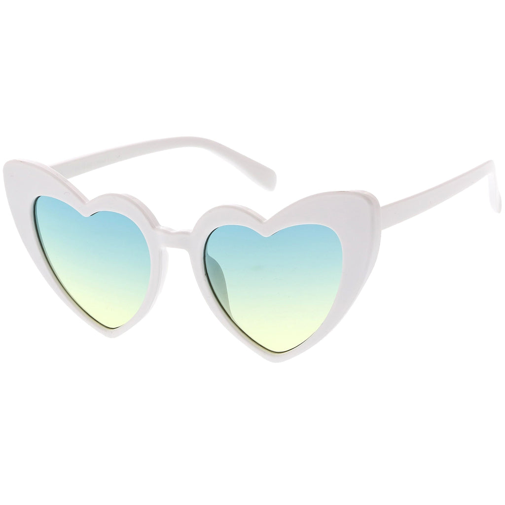 Women's Oversize Color Tone Heart Shape Cat Eye Sunglasses C576
