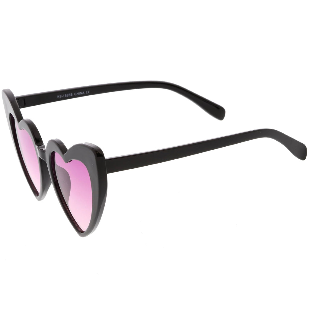 Women's Oversize Color Tone Heart Shape Cat Eye Sunglasses C576