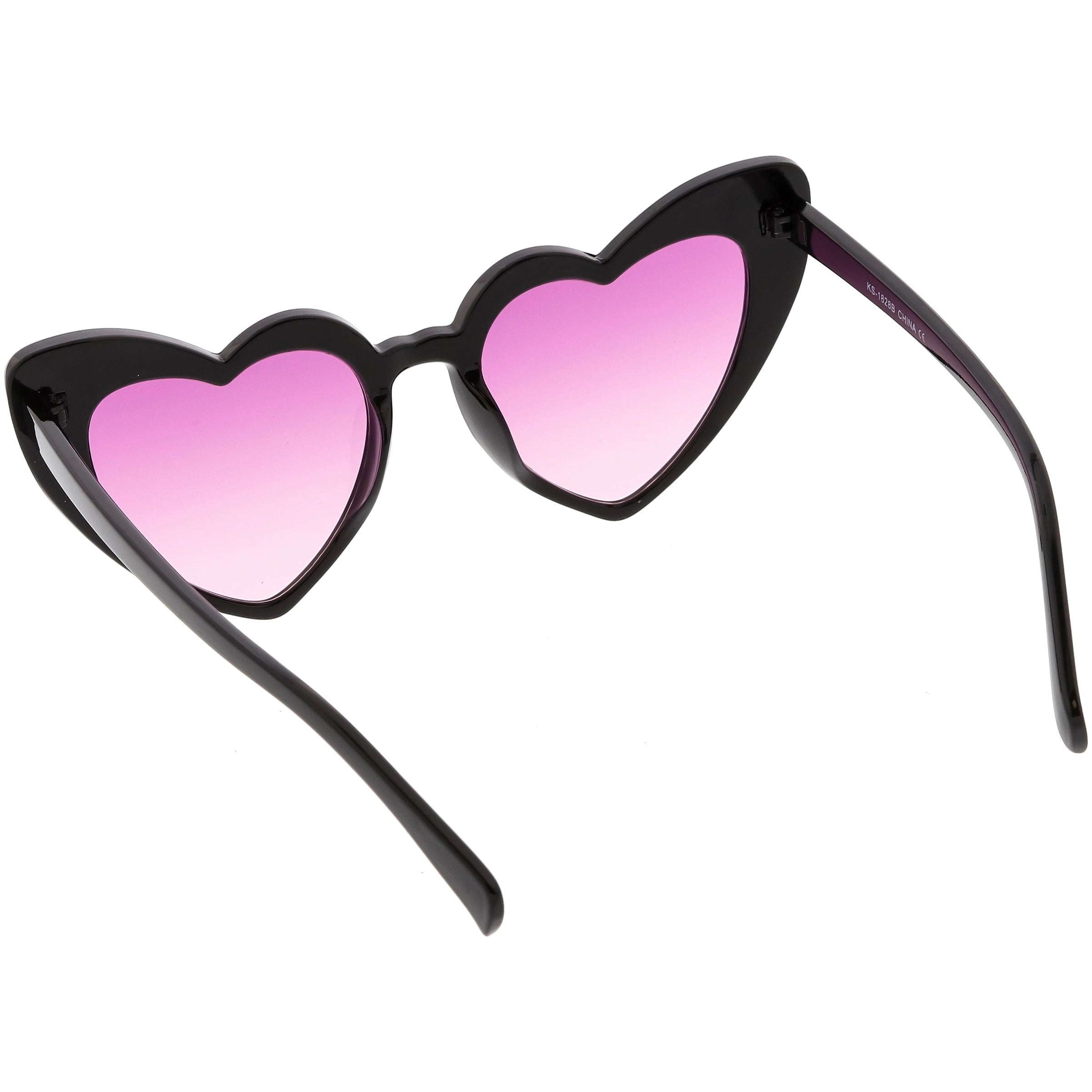 Women's Oversize Color Tone Heart Shape Cat Eye Sunglasses C576