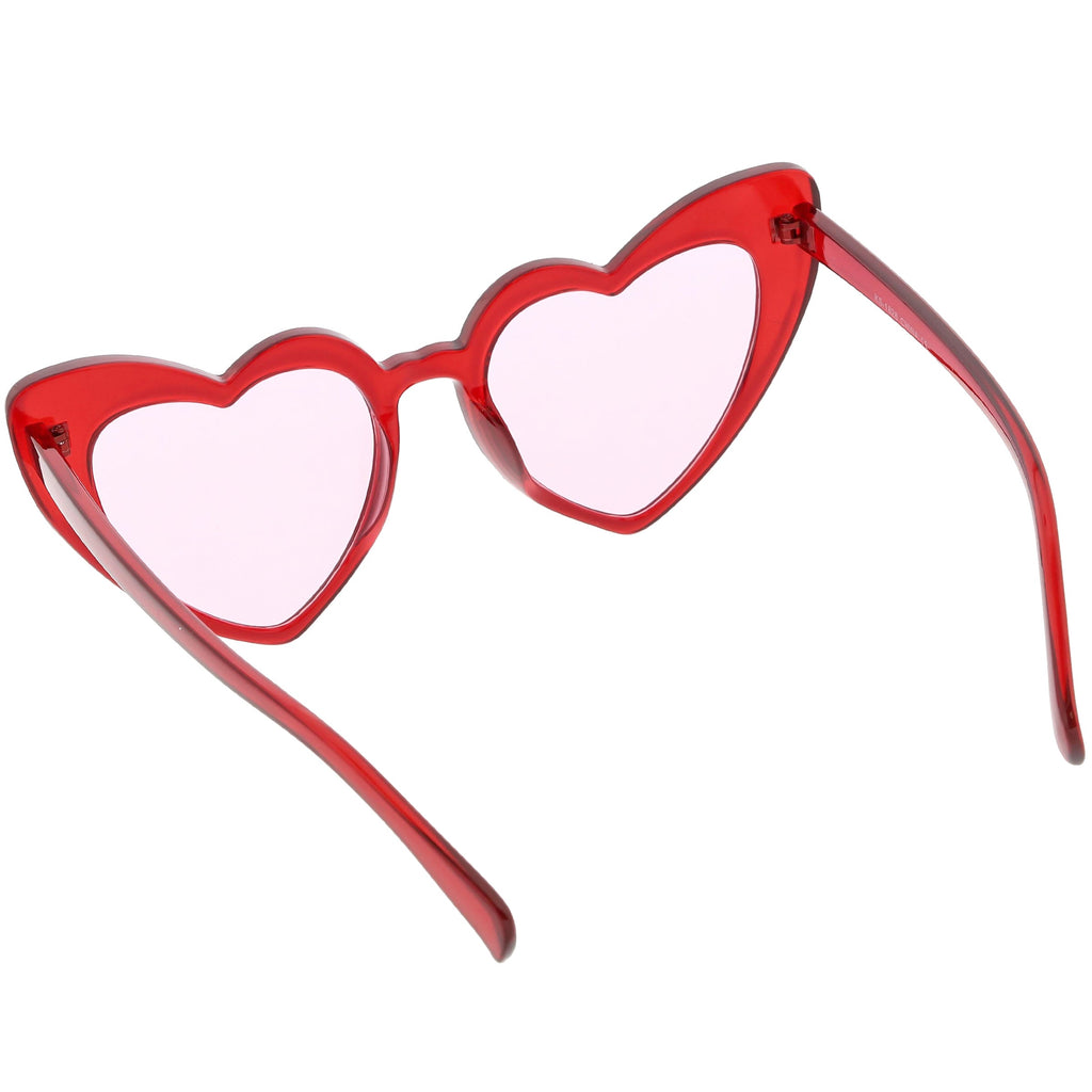 Women's Oversize Translucent Cat Eye Heart Shape Sunglasses C577