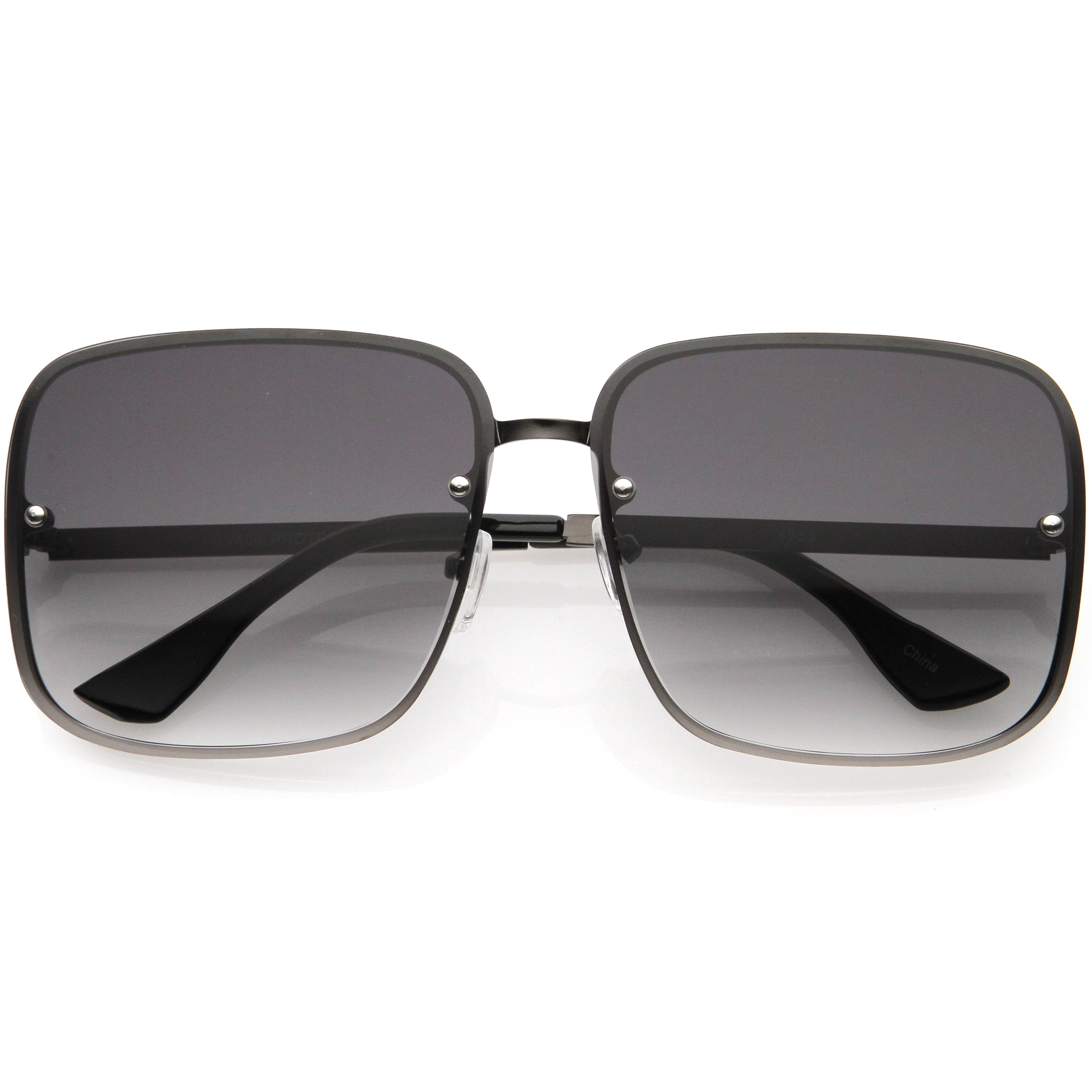 Luxe Chic Rimless Gradient Lens Square Oversize Sunglasses  D103