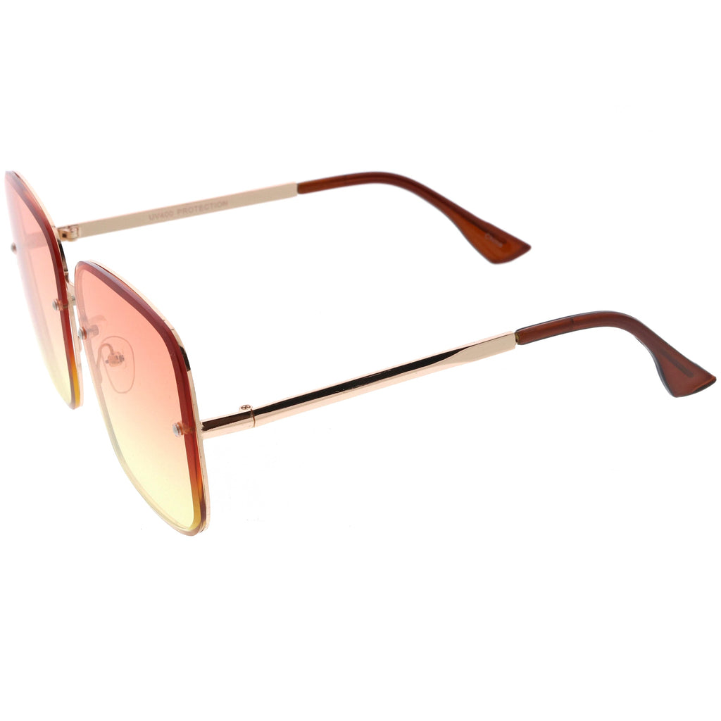 Luxe Chic Rimless Gradient Lens Square Oversize Sunglasses  D103