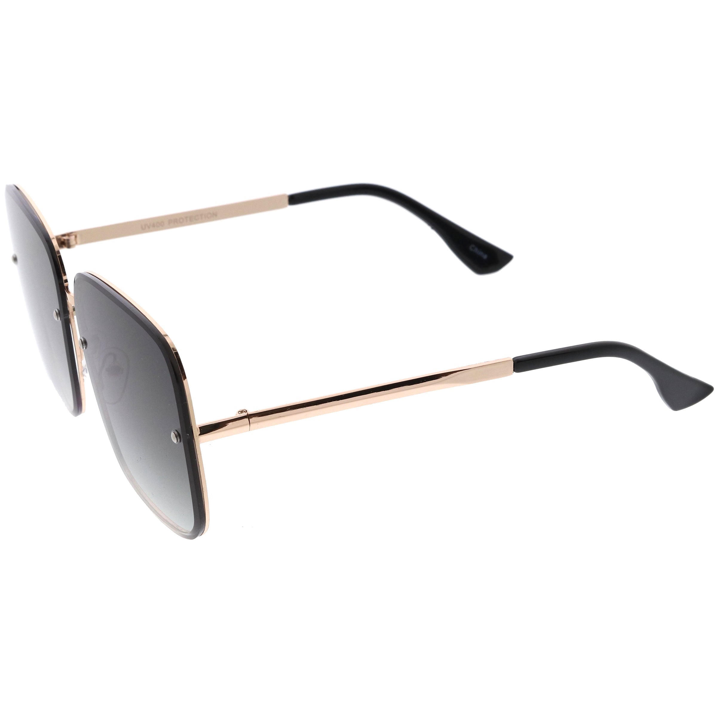 Luxe Chic Rimless Gradient Lens Square Oversize Sunglasses  D103