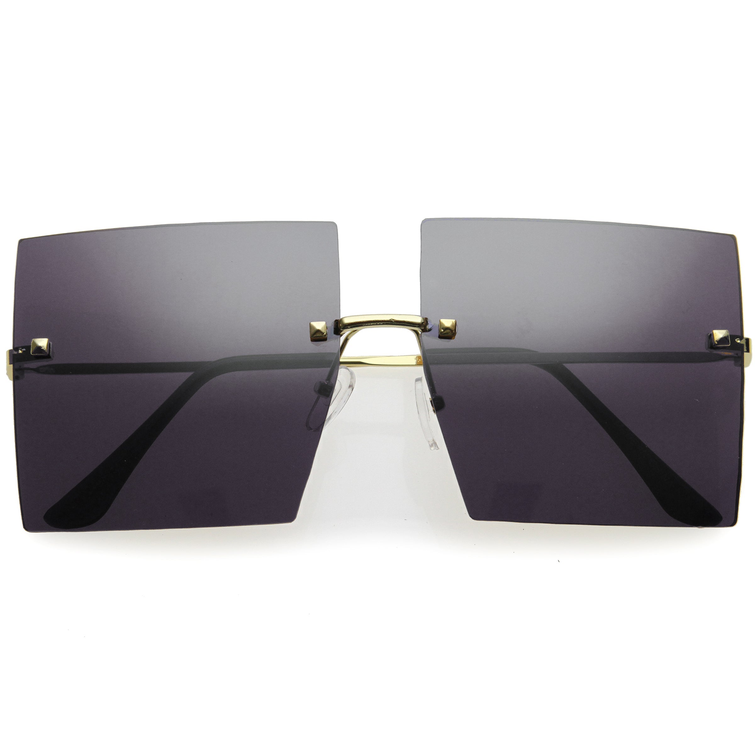 Luxe Rimless Studded Accent Oversize Square Sunglasses D124