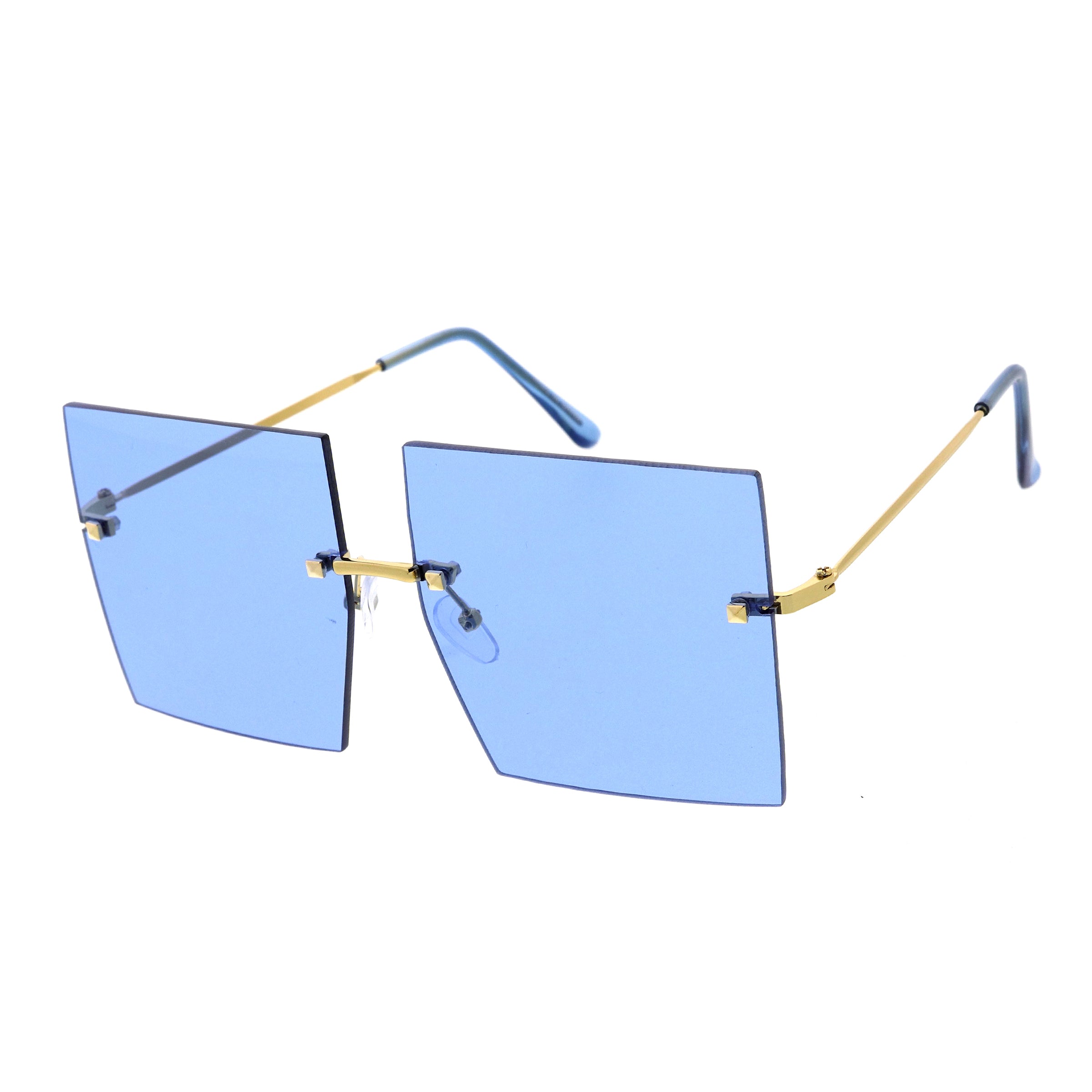 Luxe Rimless Studded Accent Oversize Square Sunglasses D124