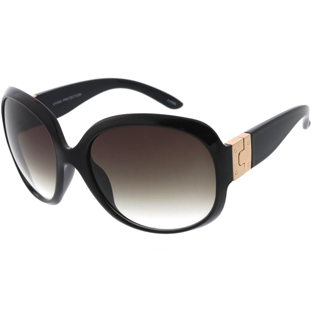 Polished Neutral Colored Lenses Rounded Oversize Sunglasses D173