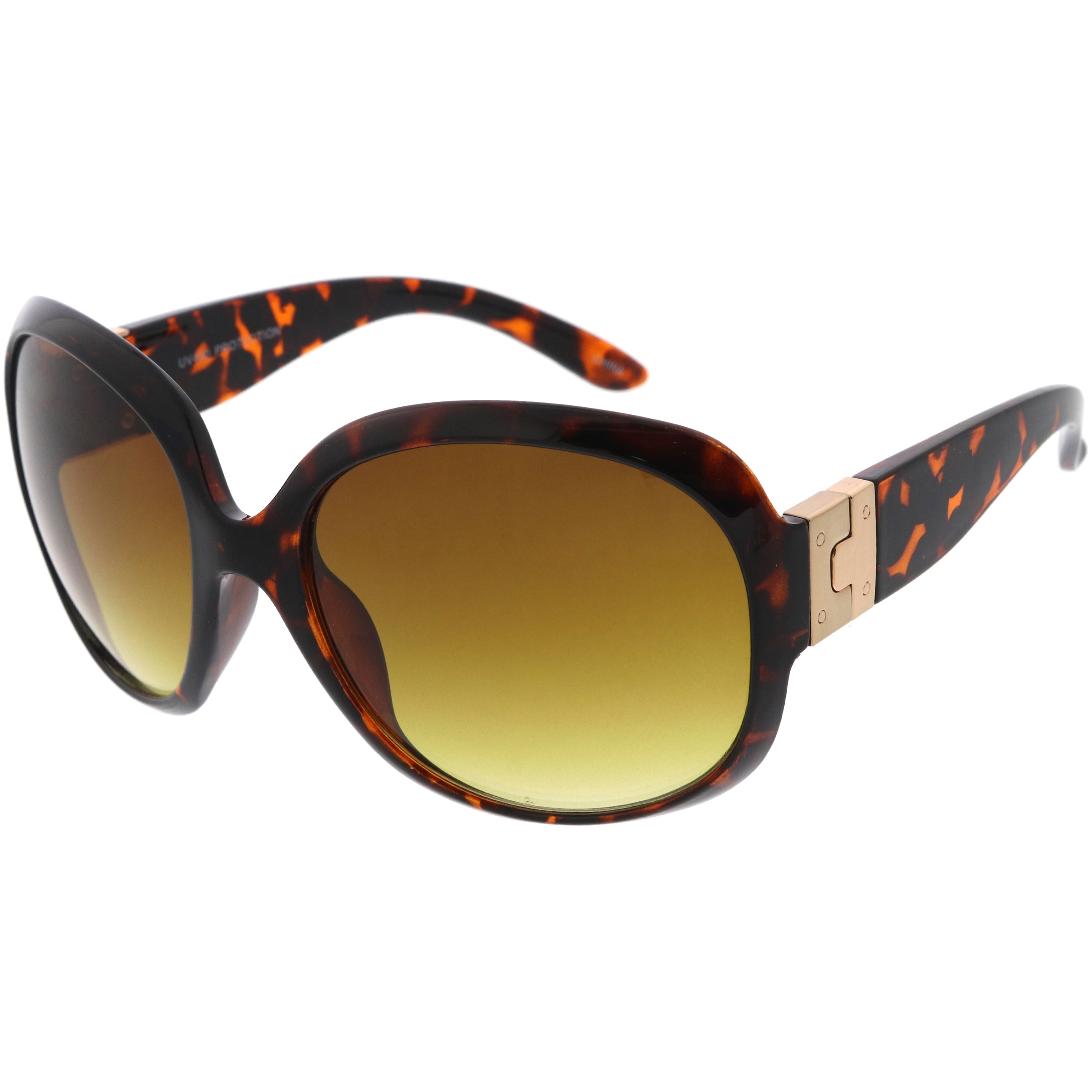 Polished Neutral Colored Lenses Rounded Oversize Sunglasses D173