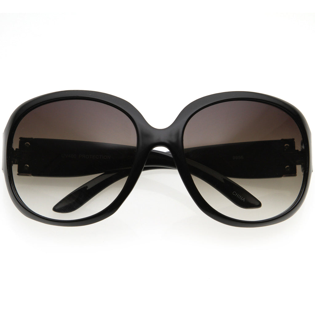 Polished Neutral Colored Lenses Rounded Oversize Sunglasses D173