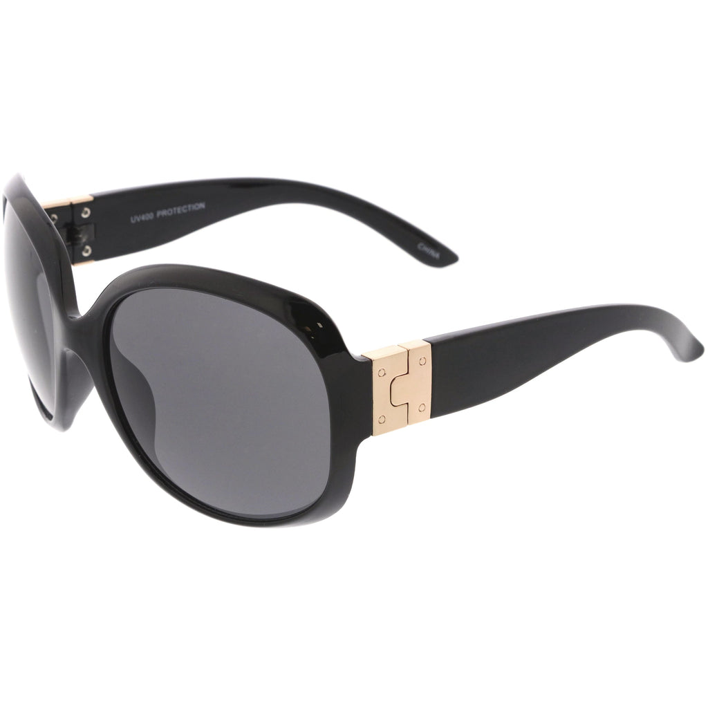 Polished Neutral Colored Lenses Rounded Oversize Sunglasses D173