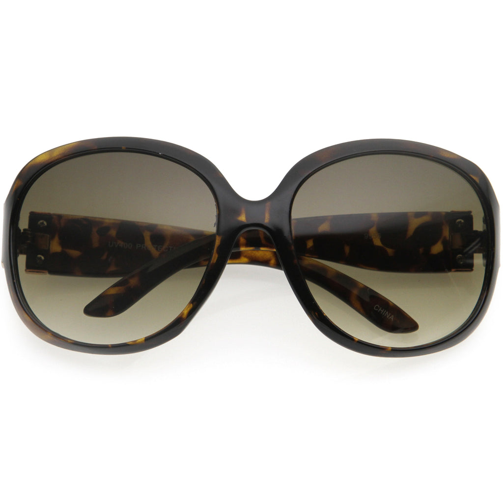 Polished Neutral Colored Lenses Rounded Oversize Sunglasses D173
