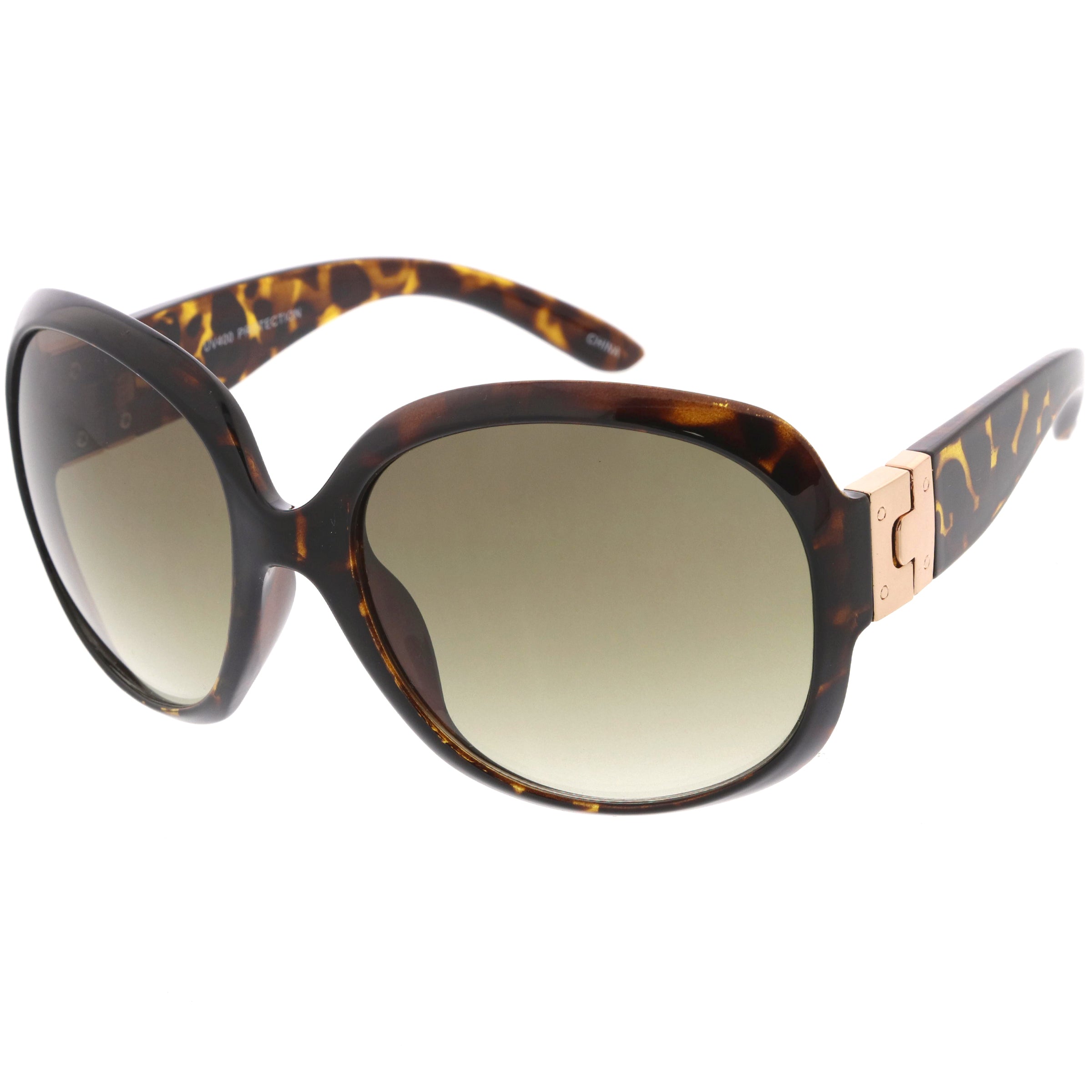 Polished Neutral Colored Lenses Rounded Oversize Sunglasses D173