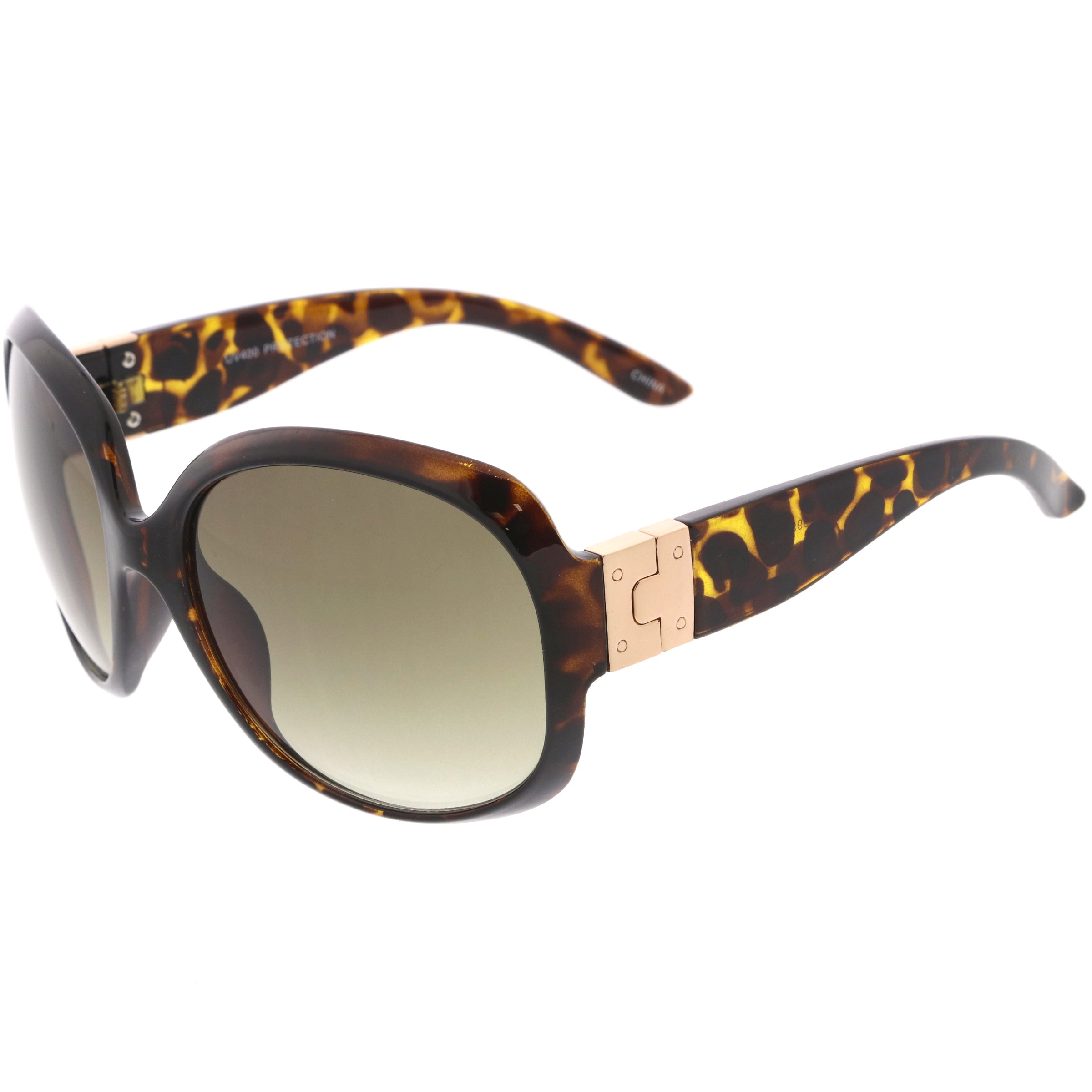 Polished Neutral Colored Lenses Rounded Oversize Sunglasses D173