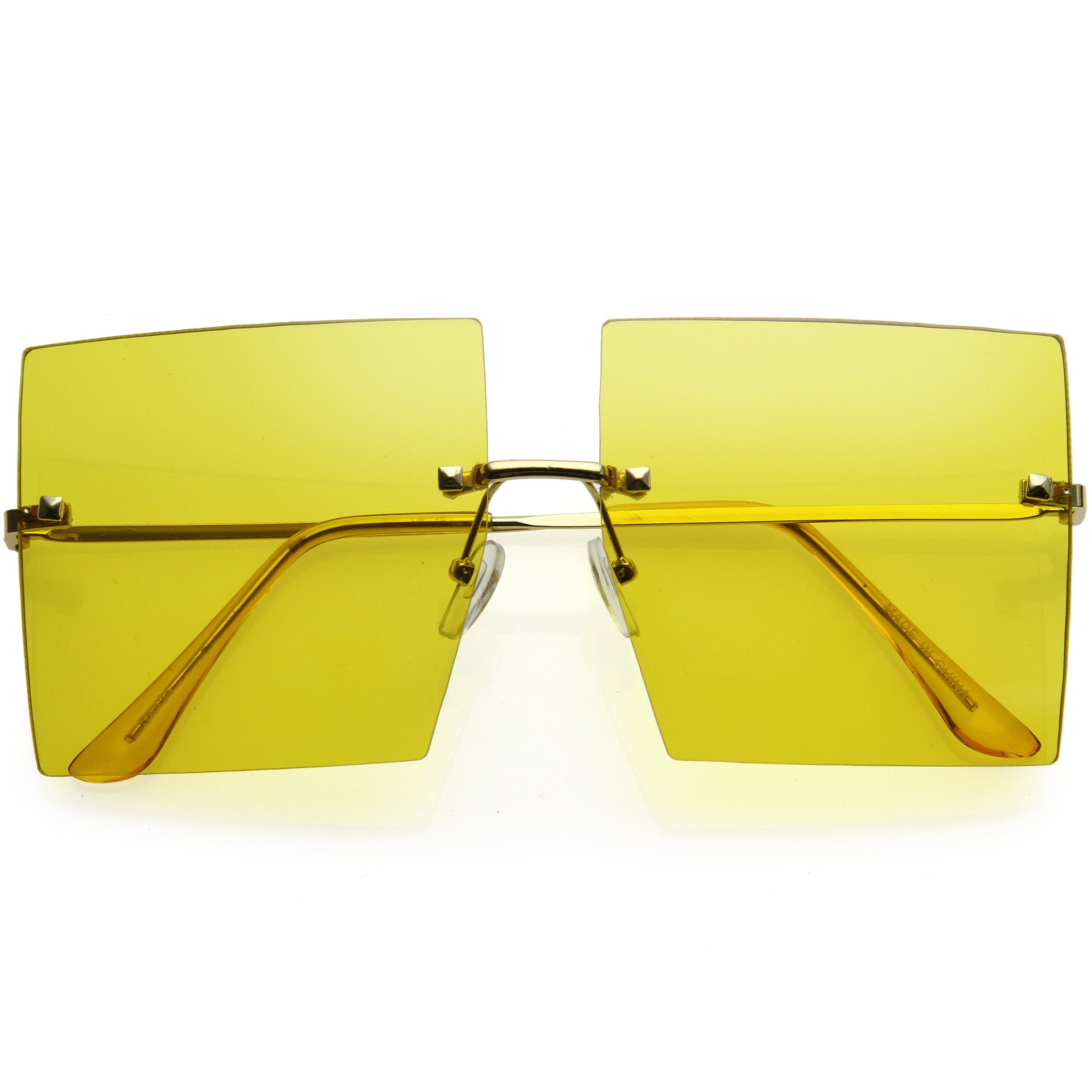 Luxe Rimless Studded Accent Oversize Square Sunglasses D124