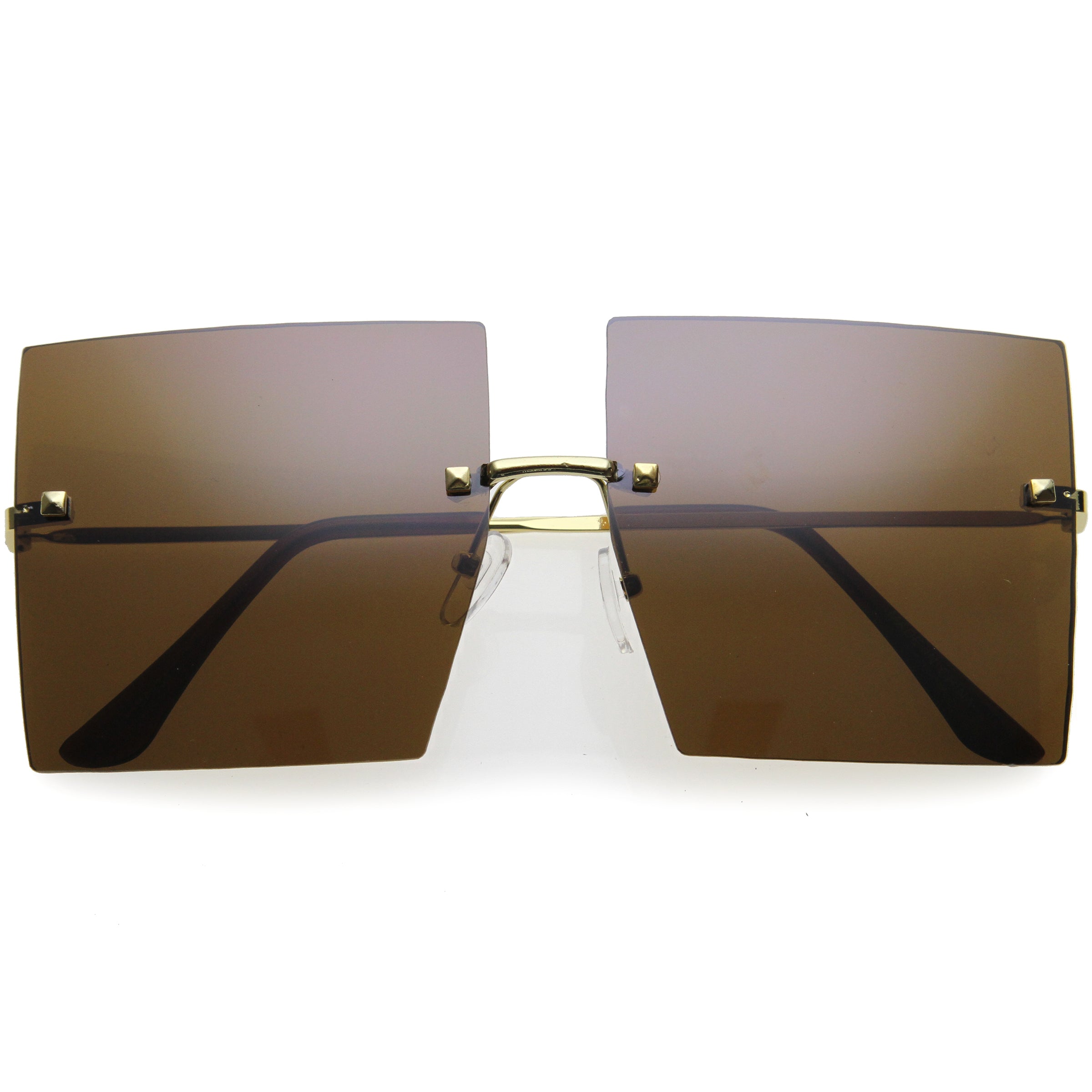 Luxe Rimless Studded Accent Oversize Square Sunglasses D124