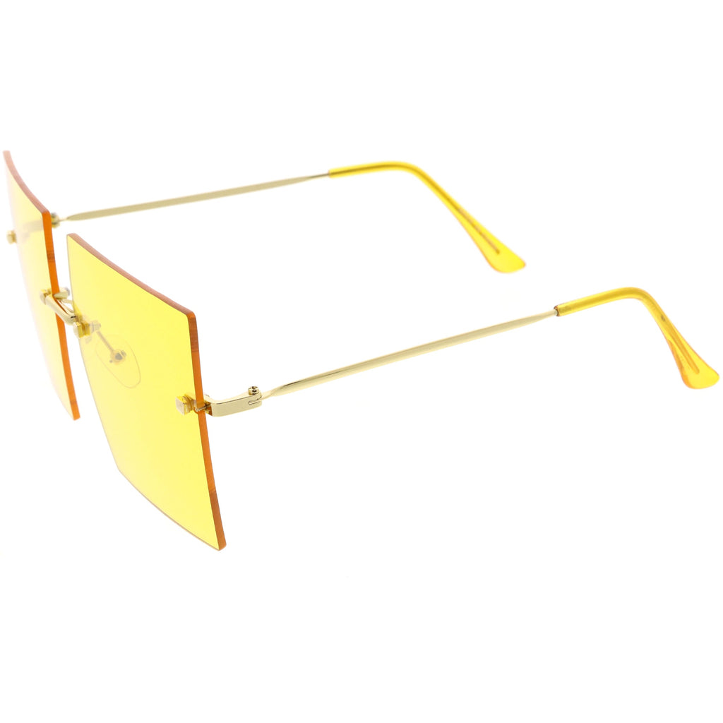 Luxe Rimless Studded Accent Oversize Square Sunglasses D124