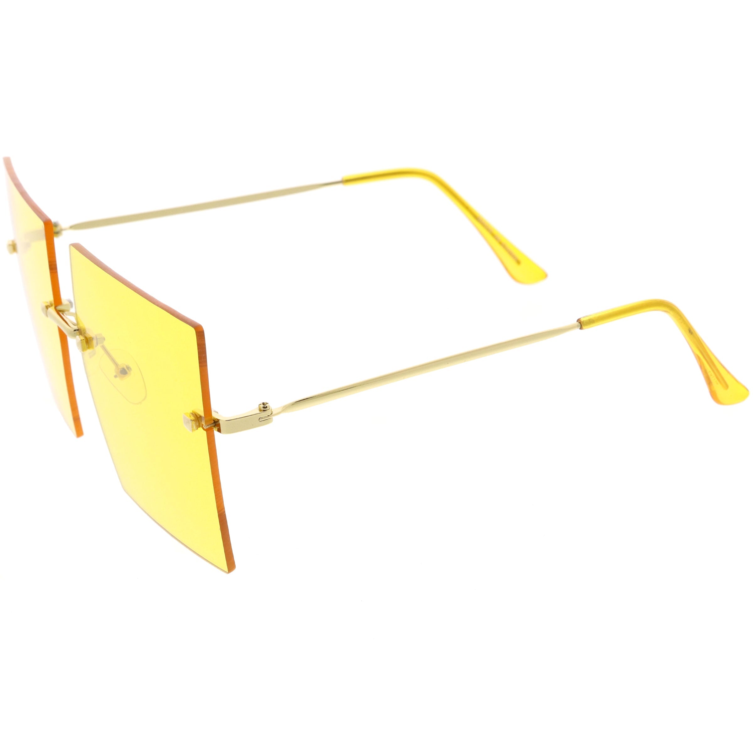 Luxe Rimless Studded Accent Oversize Square Sunglasses D124