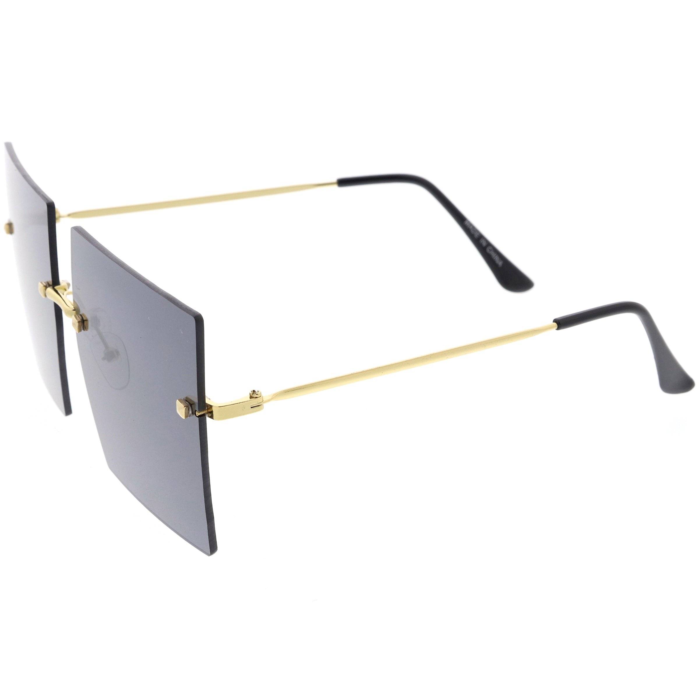 Luxe Rimless Studded Accent Oversize Square Sunglasses D124