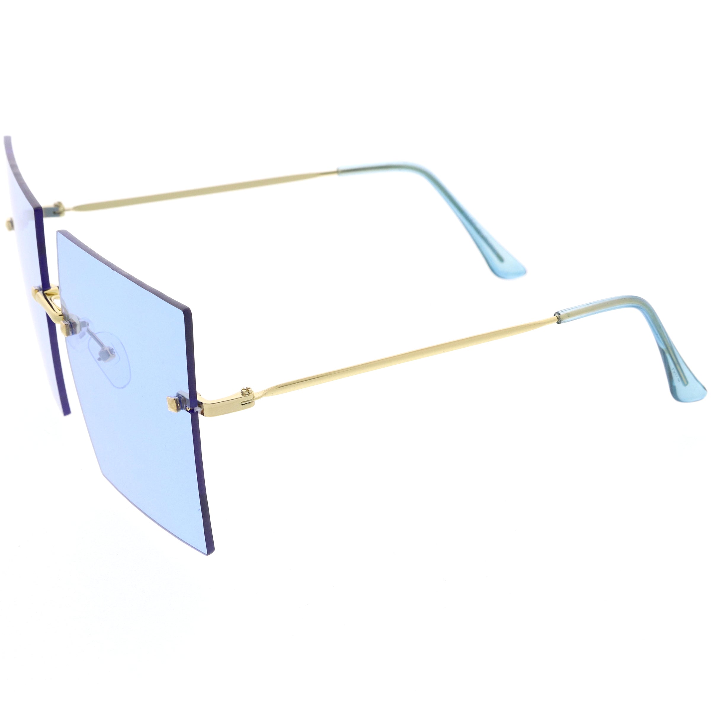 Luxe Rimless Studded Accent Oversize Square Sunglasses D124